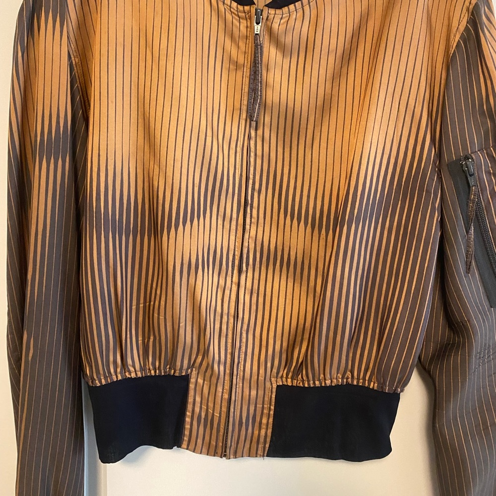 Jean Paul Gaultier, silk jacket, trimmed with navy netting. Size medium,